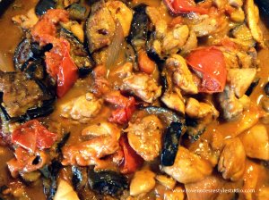 Binagoongan Chicken with Eggplant